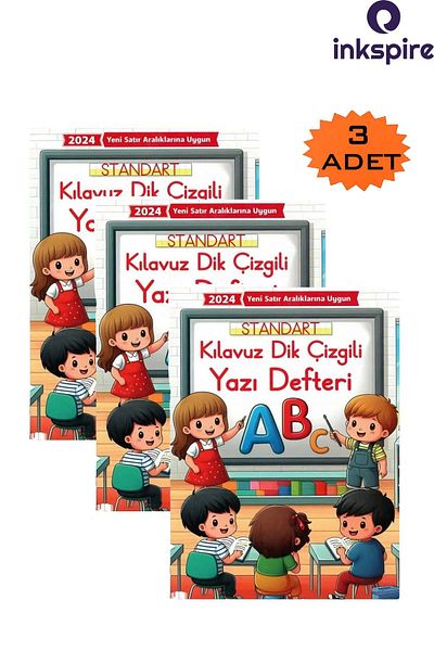 inkspire A4 19x27 cm Bloc de scris frumos - 24 YP 3 buc. Ghid standard linie verticală