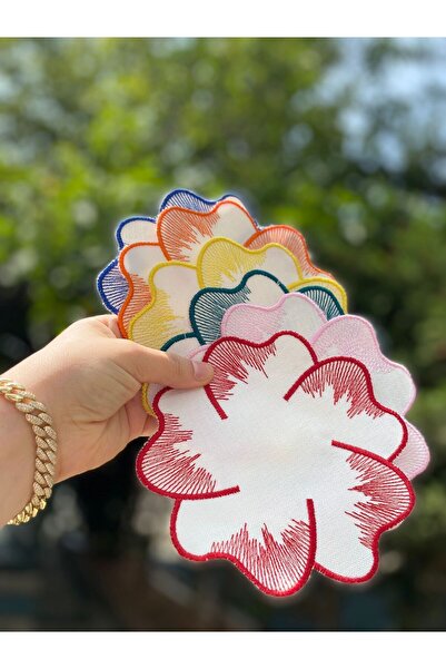 BÜŞRA Nakışlı Kahve Yanı Sunum Pecete 6 Lı