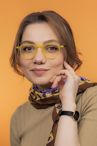 LUNOX Lucia Mat Sarı Unisex Ekran Gözlüğü ( Siyah Sap Detaylı )