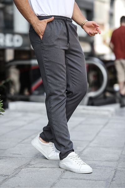comstar Ανδρικό παντελόνι Jogger Anthracite με ελαστική μέση