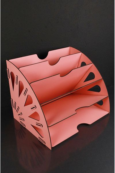 kutuTR Pink Wooden Decorative Document Shelf File Organizer
