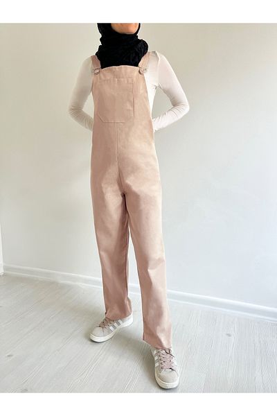 FREYA MODA Comfortable Cut Mink Jumpsuit - Front Kangaroo Pocket