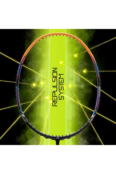 Hundred N-ERGY 80 Carbon Fibre Strung Badminton Racket with Full Racket Cover (Black/Orange)