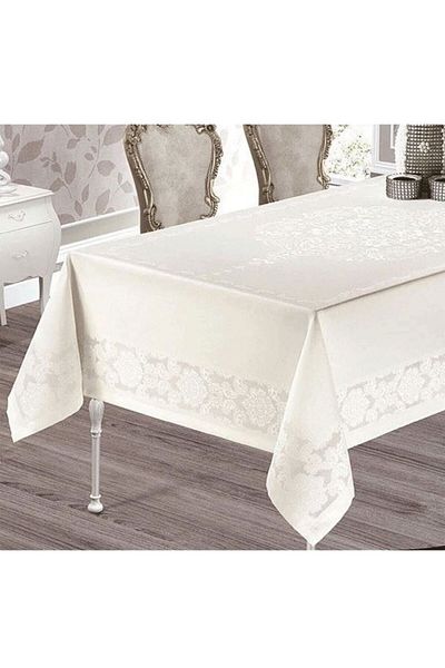 SERİNÇAY TEKSTİL Jumbo Carefree Table Cloth Tablecloth 110*160 Cm Off-White