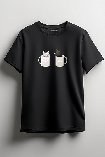 SM Satranç Medya Μπλουζάκι Unisex - Milk Coffee Cats με στάμπα μπροστά
