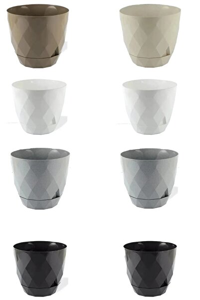 TEMMUZ HOME 8 Adet Parlak Renkli Baklava Desenli Tabaklı Plastik Saksı Yakamo...