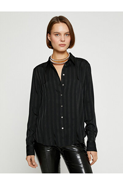 Koton Saténová proužkovaná košile s dlouhým rukávem