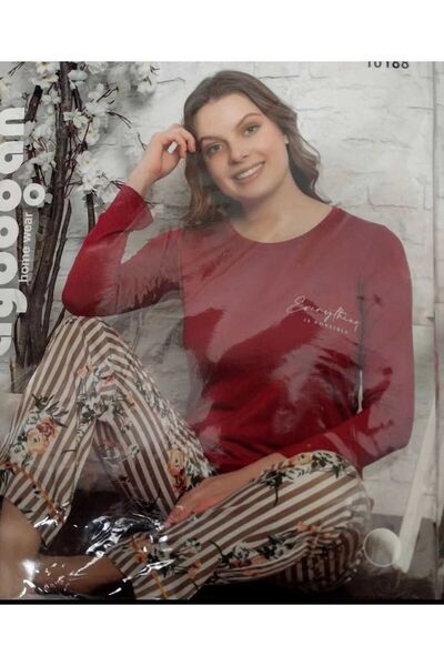 AYDOĞAN HOMEWEAR PAMUKLU BORDO MILAN KUMAS EV GİYİM