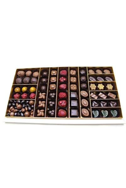 Dark Brown Jumbo Hediye Çikolata Kutusu 60 Spesiyel ve Drajeli El Yapımı Katkısız Çikolata