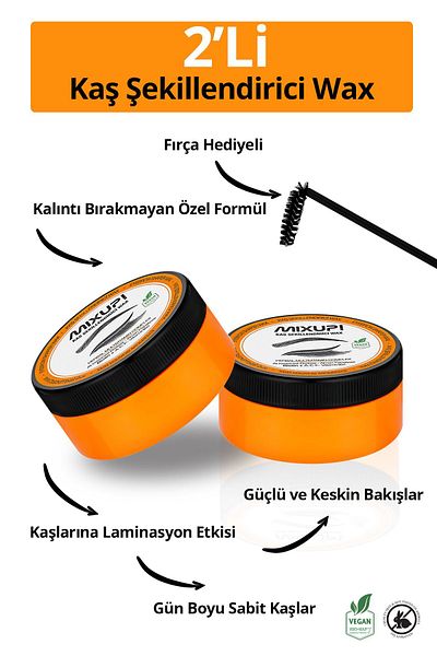 Mixup 50 ml Set of 2 Fixing Wax with Eyebrow Styling and Laminating Effect