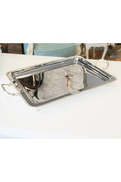 Bakır Concept Gümüş Kaplama Çay Tepsisi İngiliz Bordür Model