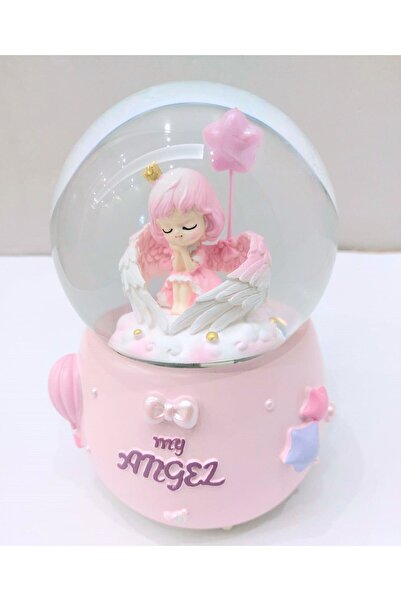 şahane parti Büyük Boy My Angel Işıklı Otomatik Üflemeli Kar Küresi