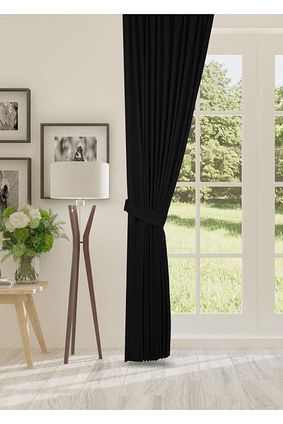 cheap's home Black Honeycomb Textured Velvet Sparse - 1x2 Pleated Background Curtain