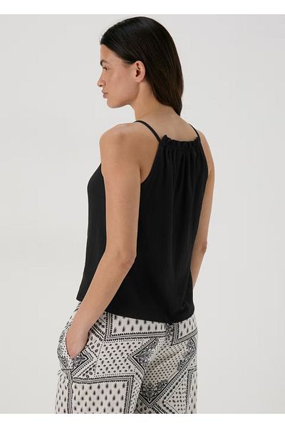 Kübra Tekstil Μαύρη Λευκή Μπλούζα Halter Neck