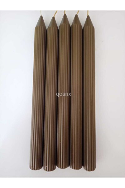 qosrix 5'li Kahverengi Şamdan Mumu 1. Kalite Soya Doğal Kahve Kokulu Uzun Çub...