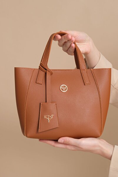 Garbalia Sofia Magnetic Closure - Small Size Tan Shoulder Bag with Wide Zipper