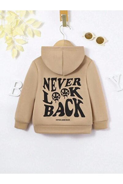 NoVibe Unisex Kids Sweatshirt - 3 Thread Cotton, Never Look Back Printed, Oversize Hoodie