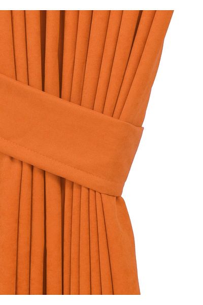 cheap's home Honeycomb Textured Velvet - 1x2.5 Pleated Background Curtain, ORANGE