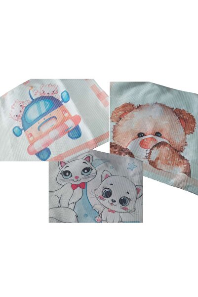 ÇEÇEN HOME منديل غداء وغطاء بناتي منقوش مقاس 35x50 - 3 قطع