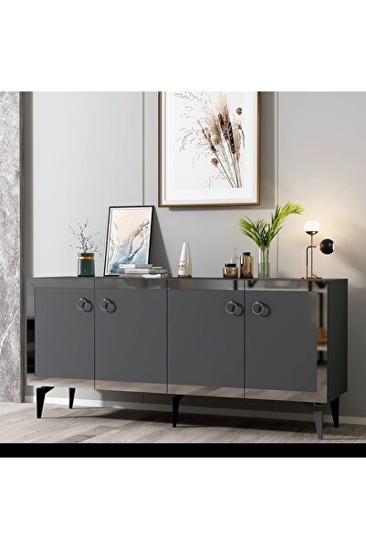 cantek dizayn PONNY LAZER PLEKSİ DESENLİ KONSOL ANTRASİT-GÜMÜŞ