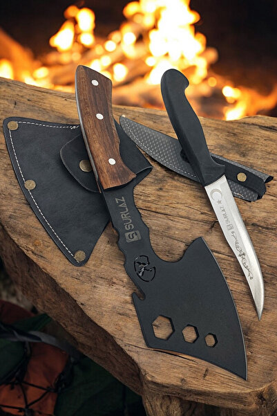 SürLaz Kamp Balta Bıçak Seti 2 Parça Bıçak Kılıflı Outdoor Bıçak Kılıf Hediyedir