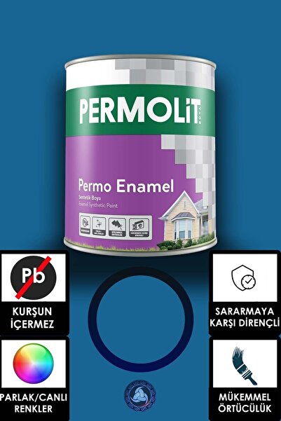 Permolit Permo Enamel Sentetik Yağlı Boya -alüminyum-ahşap-demir-metal- 0,25 L Boncuk Mavi