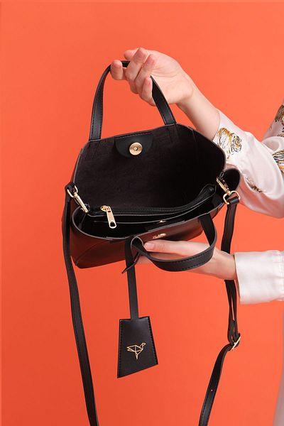 Garbalia Sofia Small Size Women's Black Shoulder Bag with Magnet Closure and Wide Zipper Compartment
