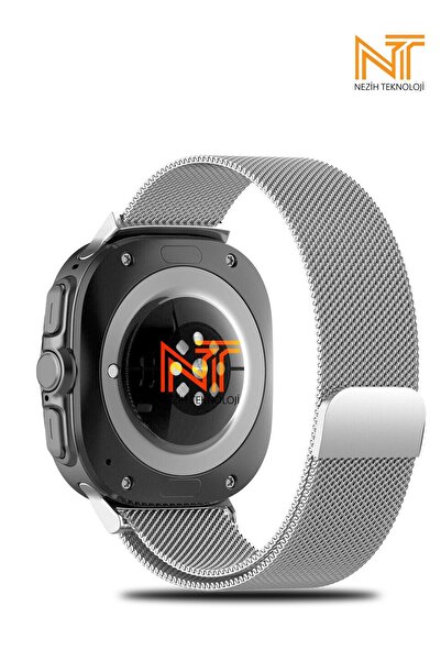 Nezih Case Samsung Galaxy Watch Ultra 47mm Uyumlu Milanes Orijinal Pim Tasarım Pratik Magnet Hasır Metal Kordon