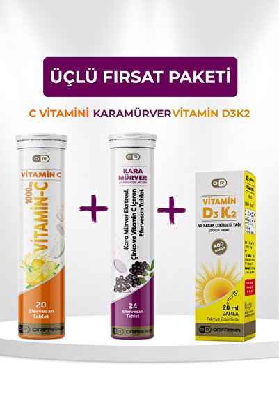ORFARMA D3k2 Vİtamini&Kara Mürver&C vitamini Full Destek Paketi