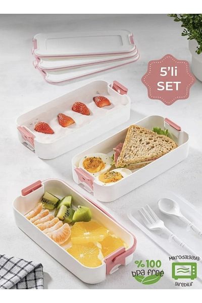 Panoramas Home Pink White 3 Layer Compartment Student Nutrition School Storage Container Business Lunch Box Picnic Container Breakfast