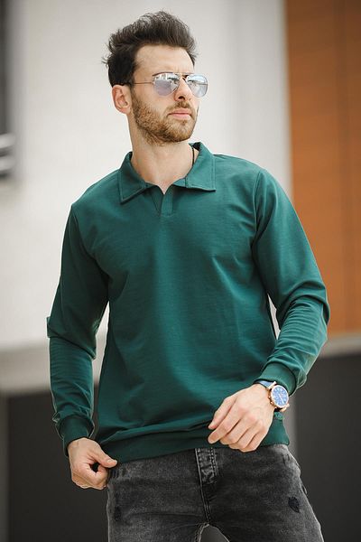 Oksit Ανδρικό φούτερ - Hoek Slim Fit, γιακάς με πατιλέτα