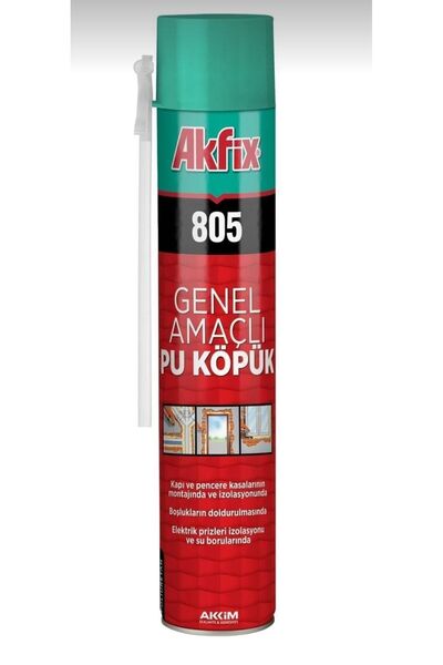 Akfix 750 мл полиуретанова пяна 805 - ляв цвят, свързващ елемент за врата, 6 месеца - PU