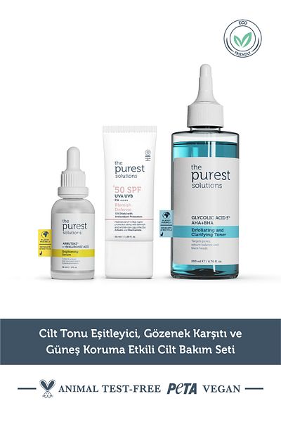 The Purest Solutions Σετ περιποίησης δέρματος με εξισορρόπηση του τόνου του δέρματος, κατά των πόρων και αντηλιακή προστασία