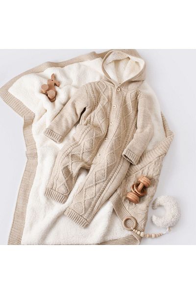 Bibaby Jumpsuit Knitwear Welsoft Patterned Beige