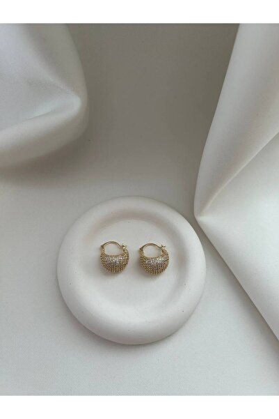 minnejewelry حلق سلة ذهبي اللون - حلق سلة حجر الزركون