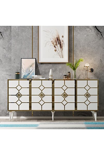cantek dizayn ÇAĞLA KONSOL BEYAZ-ALTIN