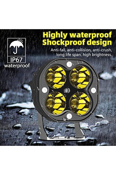 Vendortuning Offroad Sis Lambası 4 Led 20w  Cree Sarı  Led Motorsiklet Uyumlu...