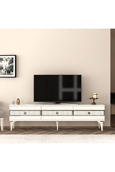 cantek dizayn NORA TV SEHPASI (ALT MODÜL) BEYAZ-GÜMÜŞ