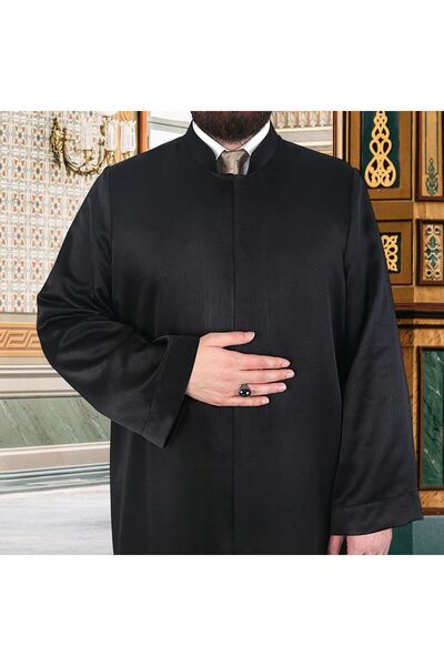 İkranur Lüks Kari İmam Cübbesi Sade Siyah