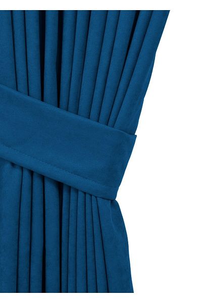 cheap's home Navy Blue Honeycomb Textured Velvet - 1x2.5 Pleated Background Curtain