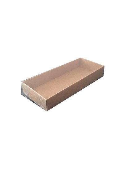 Modern Box 6.5 X 16 X 2,5 Cm Asetat Kapaklı Kraft Kutu Düğün Nişan Kına Hediyelik Kutu 100 Adet