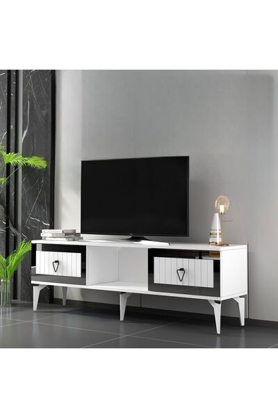 DEMONTE DECOR LİNDA TV SEHPASI (ALT MODÜL) BEYAZ-GÜMÜŞ
