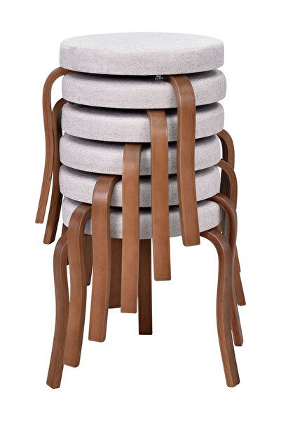 VİLİNZE Ege Kestane Ahşap Ayak Istiflenebilir Mutfak-balkon Taburesi (6 ADET)