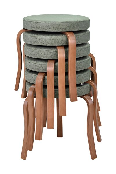 VİLİNZE Ege Kestane Ahşap Ayak Istiflenebilir Mutfak-balkon Taburesi (6 ADET)