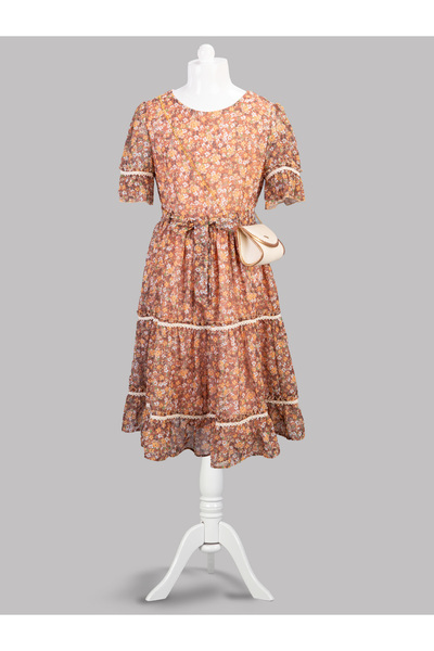 Cherrys Bebek Мини рокля от шифон с флорални мотиви