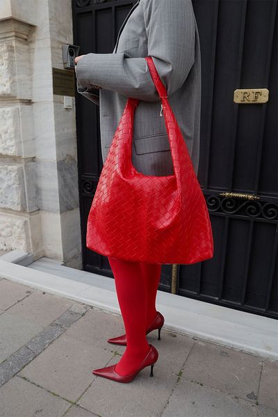 MARSEPTUN Milan Knitted Textured Red Matte Bag