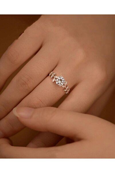 Karem Jewellery Sarmaşık Tektaş Gümüş Kaplama Kadın Yüzük