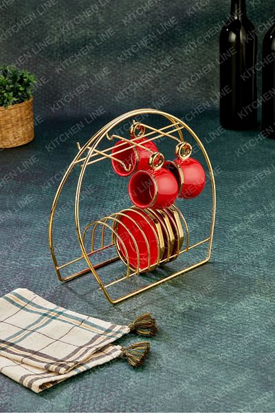 B.A.Y.NUVOLA Gold Color Cup Holder Gold Cup Stand 6 Piece Presentation