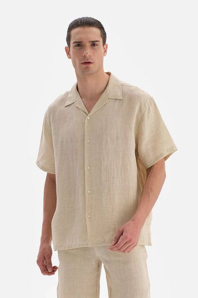 Dagi Beigefarbenes Leinen-Kk-Shirt – stilvoll und bequem