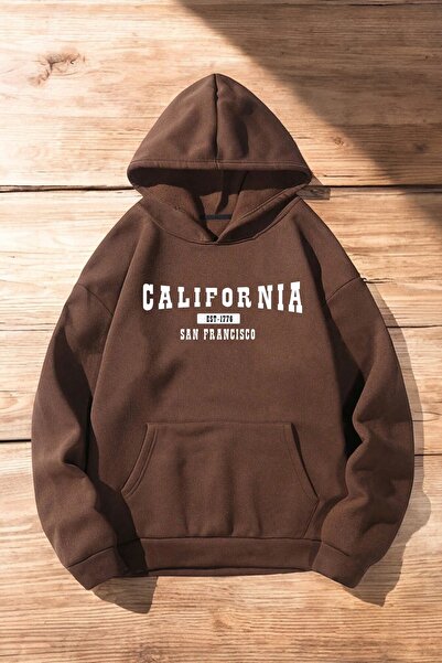 trendypassion سترة وقلنسوة قطنية كبيرة الحجم للجنسين من كاليفورنيا